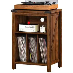 Record Player Stand with Vinyl Record Storage,Rustic Brown | Record Player Table Holds up to 160 Albums,Large Wood Turntable Stand Cabinet Dispaly Shelf for Living Room,Bedroom,Office Record Player Stand with Vinyl Record Storage,Rustic Brown | Record Player Table Holds up to 160 Albums,Large Wood Turntable Stand Cabinet Dispaly Shelf for Living Room,Bedroom,Office