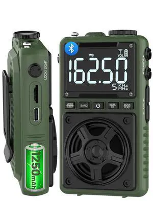Bluetooth AM FM Shortwave Radio with NOAA Weather Alert,1250mAh Rechargeable Portable Pocket Radio with Best Reception,5W Big Speaker, Digital Tuner and Earphone,Support SD Card and USB MP3 Player Bluetooth AM FM Shortwave Radio with NOAA Weather Alert,1250mAh Rechargeable Portable Pocket Radio with Best Reception,5W Big Speaker, Digital Tuner and Earphone,Support SD Card and USB MP3 Player