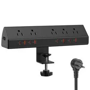 Desk Clamp Power Strip,Edge Mount,4 USB C,65W,1200J,Black | 4 USB-C Ports,Fit 1.96'' Tabletop,1875W Extension Cord,ETL Listed,Outlet Extender Desk Organizer,Office,Gaming,Dorm Desk Clamp Power Strip,Edge Mount,4 USB C,65W,1200J,Black | 4 USB-C Ports,Fit 1.96'' Tabletop,1875W Extension Cord,ETL Listed,Outlet Extender Desk Organizer,Office,Gaming,Dorm