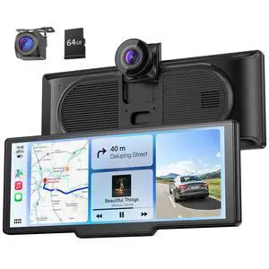 9.26" Carplay Screen with 4K Dash Cam & HD Backup Camera, Wireless Portable Car Play Screen for Apple CarPlay & Android Auto, OTA, Bluetooth 5.0, Mirror Link, Voice Control, GPS Navigation, FM 9.26" Carplay Screen with 4K Dash Cam & HD Backup Camera, Wireless Portable Car Play Screen for Apple CarPlay & Android Auto, OTA, Bluetooth 5.0, Mirror Link, Voice Control, GPS Navigation, FM