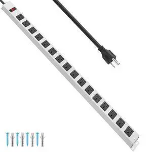 Metal Long 16 Outlet Surge Protector Power Strip, White, 6 FT | Plug Extender with Heavy Duty Extension Cord, Wall Mount, Wide Spaced, with Switch, ETL Listed Metal Long 16 Outlet Surge Protector Power Strip, White, 6 FT | Plug Extender with Heavy Duty Extension Cord, Wall Mount, Wide Spaced, with Switch, ETL Listed