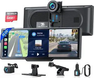10.26" Portable Apple CarPlay Screen for Car, Wireless Car Play & Android Auto, 4K Dash Cam and 1080P Backup Camera, OTA, GPS Navigation, Voice Control, Mirror Link 10.26" Portable Apple CarPlay Screen for Car, Wireless Car Play & Android Auto, 4K Dash Cam and 1080P Backup Camera, OTA, GPS Navigation, Voice Control, Mirror Link