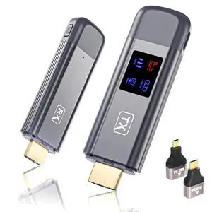 Wireless HDMI Transmitter and Receiver for PC/Camera/HDTV/TV Box, 100FT | Plug & Play, No WiFi/App/Bluetooth, 1080P Output, 4K Decode, LED Display, 2.4G & 5G, Mirror & Extend, Low Latency, Portable Wireless HDMI Transmitter and Receiver for PC/Camera/HDTV/TV Box, 100FT | Plug & Play, No WiFi/App/Bluetooth, 1080P Output, 4K Decode, LED Display, 2.4G & 5G, Mirror & Extend, Low Latency, Portable