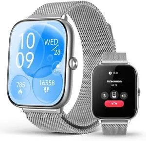 Silver Smart Watch for Men Women with Blood Pressure Monitor, 2.06" AMOLED Display, Metal IP68 Waterproof Fitness Tracker, 118 Sports, Heart Rate/SpO2/Sleep, Tech Gift, Android iPhone Compatible Silver Smart Watch for Men Women with Blood Pressure Monitor, 2.06" AMOLED Display, Metal IP68 Waterproof Fitness Tracker, 118 Sports, Heart Rate/SpO2/Sleep, Tech Gift, Android iPhone Compatible
