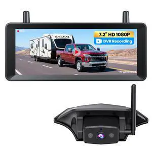 7.2" Wireless RV Backup Camera: 30-Min Plug and Play Install | 1080P Full Screen for Stable Live View, Clear IR Night Vision & DVR Recording Back up Camera for RV Trailer Camper Motorhome 7.2" Wireless RV Backup Camera: 30-Min Plug and Play Install | 1080P Full Screen for Stable Live View, Clear IR Night Vision & DVR Recording Back up Camera for RV Trailer Camper Motorhome