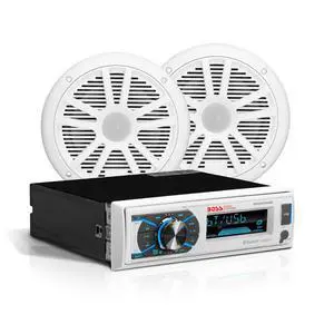 MCK632WB.6 Marine Bluetooth Stereo and 6.5 Inch Speakers | AM/FM receiver, USB and aux inputs, multicolor illumination, detachable front panel, 50W x 4, dipole antenna included MCK632WB.6 Marine Bluetooth Stereo and 6.5 Inch Speakers | AM/FM receiver, USB and aux inputs, multicolor illumination, detachable front panel, 50W x 4, dipole antenna included