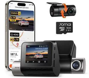 Dash Cam Front and Rear A510,1944P+1080P with STARVIS 2 IMX675 and 64GB Card, Dash Camera for Cars, 4G LTE Support, ADAS, Built-in GPS WiFi, APP Control, HDR, 24H Parking Mode, Loop Recording Dash Cam Front and Rear A510,1944P+1080P with STARVIS 2 IMX675 and 64GB Card, Dash Camera for Cars, 4G LTE Support, ADAS, Built-in GPS WiFi, APP Control, HDR, 24H Parking Mode, Loop Recording