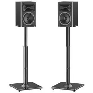 Universal Speaker Stands Pair, 28.3" to 37.4" Height Adjustable Floor Speaker Stands, Holds Bookshelf & Large Satellite Studio Speakers, Cable Concealing, 22LBS Capacity, 9.8" Plate, Black Universal Speaker Stands Pair, 28.3" to 37.4" Height Adjustable Floor Speaker Stands, Holds Bookshelf & Large Satellite Studio Speakers, Cable Concealing, 22LBS Capacity, 9.8" Plate, Black