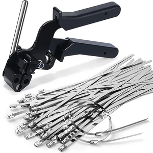 Stainless Steel Cable Tie Gun & 100pcs 11.8inch Metal Zip Ties Self-Locking, UV & Corrosion Resistant, Stainless Steel Zip Ties for fence repair, Exhaust Wrap, Chicken Coop, Pipe, Farm Use Stainless Steel Cable Tie Gun & 100pcs 11.8inch Metal Zip Ties Self-Locking, UV & Corrosion Resistant, Stainless Steel Zip Ties for fence repair, Exhaust Wrap, Chicken Coop, Pipe, Farm Use