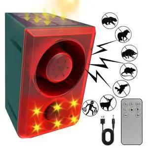 Solar Outdoor Motion Sensor Alarm Dog Barking Gunshot Sound 130dB | Support Recording and Adjustable Volume,Loud Noise Maker 3 Work Modes Strobe Light for Home, Villa, Farm, Barn (1pack) Solar Outdoor Motion Sensor Alarm Dog Barking Gunshot Sound 130dB | Support Recording and Adjustable Volume,Loud Noise Maker 3 Work Modes Strobe Light for Home, Villa, Farm, Barn (1pack)