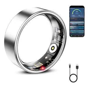 Smart Ring for Women & Men, Smart Ring Health Tracker, Blood Oxygen & Heart Rate Monitor, Long Lasting Battery Sleep Ring, Waterproof Fitness Ring (Silver, 7) Smart Ring for Women & Men, Smart Ring Health Tracker, Blood Oxygen & Heart Rate Monitor, Long Lasting Battery Sleep Ring, Waterproof Fitness Ring (Silver, 7)