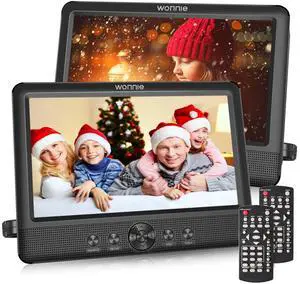10.5" Two DVD Players Dual Screen for Car Portable CD Player, Play a Same or Two Different Movies with Two Mounting Brackets, 5-Hour Rechargeable Battery, Support USB/SD Card Reader 10.5" Two DVD Players Dual Screen for Car Portable CD Player, Play a Same or Two Different Movies with Two Mounting Brackets, 5-Hour Rechargeable Battery, Support USB/SD Card Reader