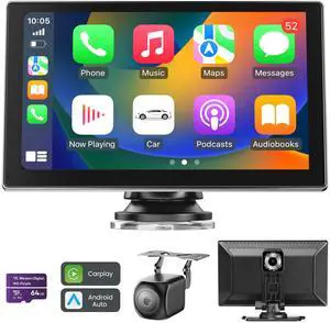 9" Wireless Apple Carplay Screen for Car, Portable Car Play Screen for Car | Android Auto, 4K Dash Cam, 1080p Backup Camera, GPS Navigation, Car Audio Receivers Mirror Link, Bluetooth, FM, Siri 9" Wireless Apple Carplay Screen for Car, Portable Car Play Screen for Car | Android Auto, 4K Dash Cam, 1080p Backup Camera, GPS Navigation, Car Audio Receivers Mirror Link, Bluetooth, FM, Siri