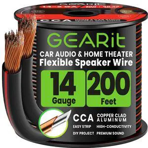 14 Gauge Speaker Wire 200FT,14/2 Speaker Cable for Home & Car Audio | Speaker Wire 14 Gauge with Foot Markers,Polarity Marked,14 AWG Speaker Wires for DIY Installations(CCA,Black) 14 Gauge Speaker Wire 200FT,14/2 Speaker Cable for Home & Car Audio | Speaker Wire 14 Gauge with Foot Markers,Polarity Marked,14 AWG Speaker Wires for DIY Installations(CCA,Black)