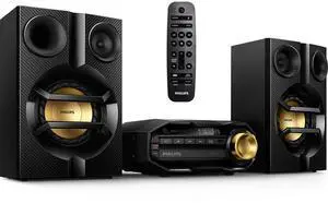 FX10 Bluetooth Stereo System for Home with CD Player, MP3, USB, FM Radio, Bass Reflex Speaker, 230 W, Remote Control Included FX10 Bluetooth Stereo System for Home with CD Player, MP3, USB, FM Radio, Bass Reflex Speaker, 230 W, Remote Control Included