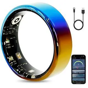 Smart Ring for Women & Men, Smart Ring Health Tracker, Blood Oxygen & Heart Rate Monitor, Long Lasting Battery Sleep Ring, Waterproof Fitness Ring (Ti-Blue, 8) Smart Ring for Women & Men, Smart Ring Health Tracker, Blood Oxygen & Heart Rate Monitor, Long Lasting Battery Sleep Ring, Waterproof Fitness Ring (Ti-Blue, 8)