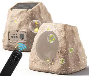 Upgraded Outdoor Rock Speaker 60W Deep Bass Multi-Sync up to 100Pcs, Remote Control, IPX7 Waterproof Solar-Powered with LED Lights Perfect for Pool, Garden, Patio, Ideal for Music Lovers - 2 Packs Upgraded Outdoor Rock Speaker 60W Deep Bass Multi-Sync up to 100Pcs, Remote Control, IPX7 Waterproof Solar-Powered with LED Lights Perfect for Pool, Garden, Patio, Ideal for Music Lovers - 2 Packs