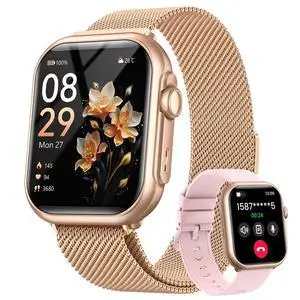 Smart Watches for Women,1.85" HD Smartwatch Fitness Trackers, with 2 Bands | 100+ Sports Mode/1000mAh Battery/Compatible iPhone or Android/Heart Rate/Sleep/Health Monitor/Answer/Make Call Smart Watches for Women,1.85" HD Smartwatch Fitness Trackers, with 2 Bands | 100+ Sports Mode/1000mAh Battery/Compatible iPhone or Android/Heart Rate/Sleep/Health Monitor/Answer/Make Call