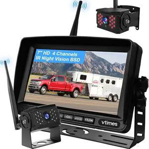 Wireless Backup Camera for Trucks, RV Backup Camera with HD Monitor | 4 Channels Split Screen, BSD Alert, 984ft Signal Range, IP69K Waterproof IR Night Vision Wide Angle, DIY Guide Lines Wireless Backup Camera for Trucks, RV Backup Camera with HD Monitor | 4 Channels Split Screen, BSD Alert, 984ft Signal Range, IP69K Waterproof IR Night Vision Wide Angle, DIY Guide Lines