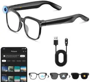 Smart Glasses with Camera, 4K Anti-Shake, 8MP Camera Glasses, Real Time Translation, AI Voice Assistant, Object Recognition, Smart Glasses for Men, for Travel/Meetings/VlogPhotochromic Smart Glasses with Camera, 4K Anti-Shake, 8MP Camera Glasses, Real Time Translation, AI Voice Assistant, Object Recognition, Smart Glasses for Men, for Travel/Meetings/VlogPhotochromic