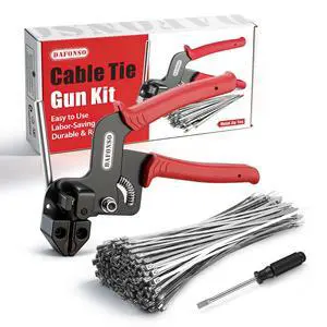 112-Piece Cable Tie Gun Kit, 11.8 Inch 304 Stainless Steel Zip Ties | Includes 110 Metal Zip Ties and Release Tool; Gun Tightens and Cuts for Fence, Exhaust Pipe, Chicken Coop, Farm and Cables 112-Piece Cable Tie Gun Kit, 11.8 Inch 304 Stainless Steel Zip Ties | Includes 110 Metal Zip Ties and Release Tool; Gun Tightens and Cuts for Fence, Exhaust Pipe, Chicken Coop, Farm and Cables