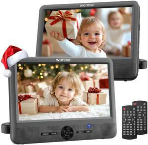 10" Car DVD Players, Portable DVD Player Dual Screen Play Two Different or The Same Movie with Headrest Mounts, 5 Hours Rechargeable Battery, 2 AC Adapters, All Regions, Support USB/SD/Sync TV 10" Car DVD Players, Portable DVD Player Dual Screen Play Two Different or The Same Movie with Headrest Mounts, 5 Hours Rechargeable Battery, 2 AC Adapters, All Regions, Support USB/SD/Sync TV