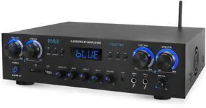 Home Stereo Receiver with Bluetooth - 4 Channel Amplifier, 800 Watt Max, USB-A Input w MP3 Player, Easy Karaoke Setup with Mic Vol, Reverb and Delay, RCA in/Out, SD Card, FM Radio - PDA77BU Home Stereo Receiver with Bluetooth - 4 Channel Amplifier, 800 Watt Max, USB-A Input w MP3 Player, Easy Karaoke Setup with Mic Vol, Reverb and Delay, RCA in/Out, SD Card, FM Radio - PDA77BU