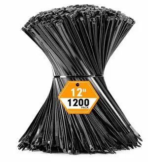 1200pcs Black Cable Zip Ties 12 Inch, Heavy Duty Plastic Nylon Tie Wraps with 50lb Tensile Strength for Indoor & Outdoor 1200pcs Black Cable Zip Ties 12 Inch, Heavy Duty Plastic Nylon Tie Wraps with 50lb Tensile Strength for Indoor & Outdoor