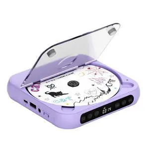 CD Player Portable with Dual Stereo Speakers, Rechargeable Portable CD Player with Bluetooth for Home with Headphones, Support CD/AUX/USB, Purple CD Player Portable with Dual Stereo Speakers, Rechargeable Portable CD Player with Bluetooth for Home with Headphones, Support CD/AUX/USB, Purple