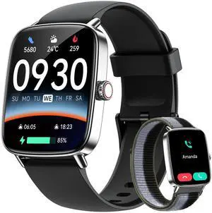 Smart Watch for Women Men, 1.85" AMOLED Screen, 2 Bands, Answer/Call | 120+ Sport Modes Fitness Tracker with 24/7 Heart Rate/Sleep/SpO2 Monitor, Compatible iPhone/Samsung/Android, IP68 Waterproof Smart Watch for Women Men, 1.85" AMOLED Screen, 2 Bands, Answer/Call | 120+ Sport Modes Fitness Tracker with 24/7 Heart Rate/Sleep/SpO2 Monitor, Compatible iPhone/Samsung/Android, IP68 Waterproof