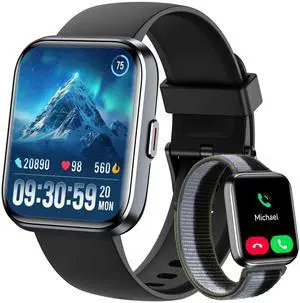 Smart Watch for Men Women, 1.8" Fitness Tracker for Android & iPhone, Answer/Make Calls, Alexa Built-in, Heart Rate/Sleep/SpO2 Monitor Smartwatch, 3ATM Waterproof Watches, 101+ Sport Modes, 2 Bands Smart Watch for Men Women, 1.8" Fitness Tracker for Android & iPhone, Answer/Make Calls, Alexa Built-in, Heart Rate/Sleep/SpO2 Monitor Smartwatch, 3ATM Waterproof Watches, 101+ Sport Modes, 2 Bands