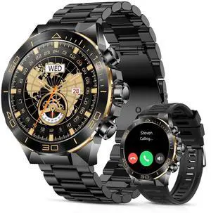 Luxury Smart Watch for Men Bluetooth Call, 1.43" AMOLED, iOS/Android | 400mAh Heavy Duty Men's Smartwatch Heart Rate Blood Oxygen Blood Pressure Sleep Monitor Pedometer 2 Straps Fitness Tracker Luxury Smart Watch for Men Bluetooth Call, 1.43" AMOLED, iOS/Android | 400mAh Heavy Duty Men's Smartwatch Heart Rate Blood Oxygen Blood Pressure Sleep Monitor Pedometer 2 Straps Fitness Tracker