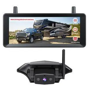 Wireless RV Backup Camera, 30Min Plug and Play Setup | Smooth Live View Even Past 60ft, 7.2" 1080P DVR Monitor, IR Night Vision Backup Camera for Pre-Wired RV, 5th Wheel, Trailer Wireless RV Backup Camera, 30Min Plug and Play Setup | Smooth Live View Even Past 60ft, 7.2" 1080P DVR Monitor, IR Night Vision Backup Camera for Pre-Wired RV, 5th Wheel, Trailer
