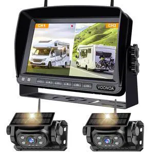 2 Magnetic Wireless Backup Camera with 7'' HD 1080P DVR Monitor System, 15000mAh Rechargeable Waterproof Dual Solar Reverse Camera for Hitch Towing Car Trailer Truck RV VN007 2 Magnetic Wireless Backup Camera with 7'' HD 1080P DVR Monitor System, 15000mAh Rechargeable Waterproof Dual Solar Reverse Camera for Hitch Towing Car Trailer Truck RV VN007