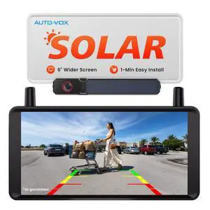 6" Solar Wireless Backup Camera: No Drilling 1-Min Quick Install | Dual Antenna for Smooth Live View, 1080P Screen with Color Night Vision, Long Battery & Solar Recharge for Car Truck Trailer 6" Solar Wireless Backup Camera: No Drilling 1-Min Quick Install | Dual Antenna for Smooth Live View, 1080P Screen with Color Night Vision, Long Battery & Solar Recharge for Car Truck Trailer
