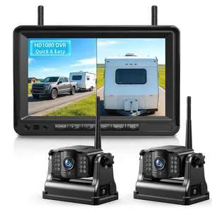 Dual Magnetic Wireless Backup Cameras - HD1080P 7 DVR Monitor, Stable Signal for RV/Trailer/Truck/Tractor/Camper/Hitch/Travel, 1-Min Install-Free, Clear Night Vision Back Up Camera (ACT702) Dual Magnetic Wireless Backup Cameras - HD1080P 7 DVR Monitor, Stable Signal for RV/Trailer/Truck/Tractor/Camper/Hitch/Travel, 1-Min Install-Free, Clear Night Vision Back Up Camera (ACT702)