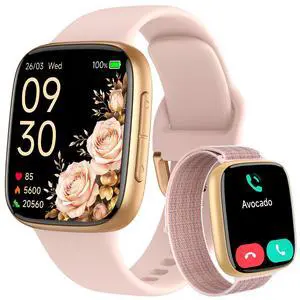 Smart Watch for Women, Answer/Make Call, 1.85" AMOLED Always-On Screen Smartwatch for iPhone & Android, 3ATM Waterproof Fitness Tracker with Heart Rate/Sleep/SpO2 Monitor, 120+ Sport Modes, 2 Bands Smart Watch for Women, Answer/Make Call, 1.85" AMOLED Always-On Screen Smartwatch for iPhone & Android, 3ATM Waterproof Fitness Tracker with Heart Rate/Sleep/SpO2 Monitor, 120+ Sport Modes, 2 Bands