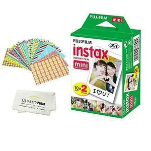 Instax Mini Instant Film Compatible with Instax Mini 8/9/11/12 Cameras Includes Frame Stickers and Quality Photo Microfiber Cloth (20 Prints) Instax Mini Instant Film Compatible with Instax Mini 8/9/11/12 Cameras Includes Frame Stickers and Quality Photo Microfiber Cloth (20 Prints)
