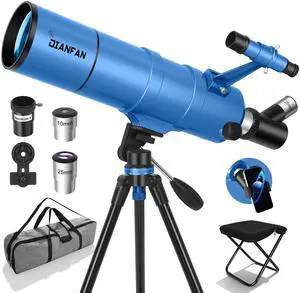 Telescope for Kids & Adults, 90mm Aperture 550mm Astronomical Professional Telescope for Adults High Powered, Portable Travel Telescopes for Beginners with Tripod & Adapter, Bag, Folding Stool Telescope for Kids & Adults, 90mm Aperture 550mm Astronomical Professional Telescope for Adults High Powered, Portable Travel Telescopes for Beginners with Tripod & Adapter, Bag, Folding Stool