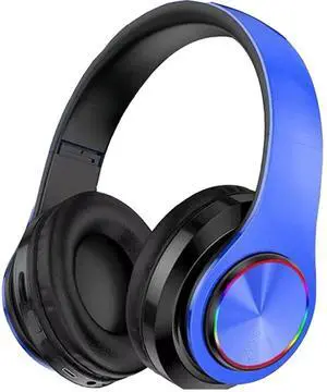 Wireless Bluetooth Headphones with Colorful LED Lights, Blue | Built-in Mic, Light Weight, Foldable, Wired HiFi Stereo Headphones for Classroom/Home Office/PC/Mobile Phone/Kids Adult Wireless Bluetooth Headphones with Colorful LED Lights, Blue | Built-in Mic, Light Weight, Foldable, Wired HiFi Stereo Headphones for Classroom/Home Office/PC/Mobile Phone/Kids Adult