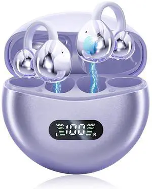 Ear Clip Earbuds Mini Open Ear Headphones Wireless Bluetooth Earphones for Sport Workout Driving Walking Running Compatible with iPhone Android (Purple) Ear Clip Earbuds Mini Open Ear Headphones Wireless Bluetooth Earphones for Sport Workout Driving Walking Running Compatible with iPhone Android (Purple)