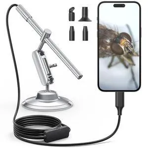 USB-C Digital Microscope 10X-200X for Coin & Electronics Inspection | Handheld Camera with 8 LEDs & Rotating Metal Stand - Compatible with iPhone 15+ & Android, PC, for Skin, Jewelry, Lab Work USB-C Digital Microscope 10X-200X for Coin & Electronics Inspection | Handheld Camera with 8 LEDs & Rotating Metal Stand - Compatible with iPhone 15+ & Android, PC, for Skin, Jewelry, Lab Work