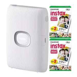 Instax Mini Link Smartphone Printer (Ash White) + Fuji Instax Mini Film (40 Sheets) - Instax Mini Link Printer Bundle Instax Mini Link Smartphone Printer (Ash White) + Fuji Instax Mini Film (40 Sheets) - Instax Mini Link Printer Bundle