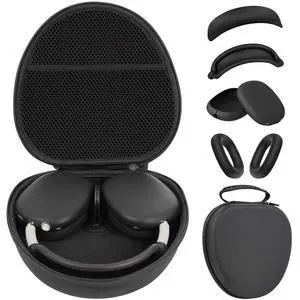 Case for Apple Airpods Max 2/ Airpods Max Headphones, Hard Portable Carry Travel Cover Storage Bag with Silicone Ear Pad Case/Ear Cups Cover/Headband Covers Accessories for AirPods Max, Black Case for Apple Airpods Max 2/ Airpods Max Headphones, Hard Portable Carry Travel Cover Storage Bag with Silicone Ear Pad Case/Ear Cups Cover/Headband Covers Accessories for AirPods Max, Black