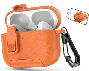 for Leather AirPods Pro 3 Case 2025 | Retro Air Pods Pro 3 Case with Magnetic Lock | with Phone Holder & Keychain | Airpods 3 Pro Cases Cover for Man Women(Model A2700/A2931)(Orange) for Leather AirPods Pro 3 Case 2025 | Retro Air Pods Pro 3 Case with Magnetic Lock | with Phone Holder & Keychain | Airpods 3 Pro Cases Cover for Man Women(Model A2700/A2931)(Orange)