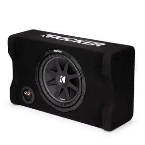 48CDF104 Comp 10" Subwoofer in Down Firing Enclosure, 4-Ohm | 10 inch sub and box combo ready to wire, floor-facing bass output, fits trunks and cargo areas, simple amp hookup 48CDF104 Comp 10" Subwoofer in Down Firing Enclosure, 4-Ohm | 10 inch sub and box combo ready to wire, floor-facing bass output, fits trunks and cargo areas, simple amp hookup