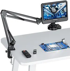 AD109 Digital Microscope with 10.1" Screen for Soldering Repair | Flexible Boom Arm Stand, Coin Microscope Full View for Error Coins, 56 LED Ring Light, Windows Mac Compatible, 32GB Card AD109 Digital Microscope with 10.1" Screen for Soldering Repair | Flexible Boom Arm Stand, Coin Microscope Full View for Error Coins, 56 LED Ring Light, Windows Mac Compatible, 32GB Card