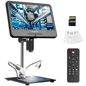 AD210 10.1 Inch LCD Digital Microscope for Soldering, Coin | Microscope for Electronics Repair, Coin Microscope Camera Full View for Error Coins with Light, Slides Kit, 32G Card AD210 10.1 Inch LCD Digital Microscope for Soldering, Coin | Microscope for Electronics Repair, Coin Microscope Camera Full View for Error Coins with Light, Slides Kit, 32G Card