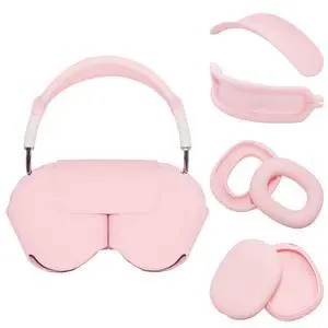 for AirPods Max Smart Case with 4-in-1 Cover Set, Soft Leather Case with Sleep Mode for AirPods Max Headphones(2024/2020), Silicone Ear Pad/Ear Cup/Headband Covers(Up & Down), Pink for AirPods Max Smart Case with 4-in-1 Cover Set, Soft Leather Case with Sleep Mode for AirPods Max Headphones(2024/2020), Silicone Ear Pad/Ear Cup/Headband Covers(Up & Down), Pink