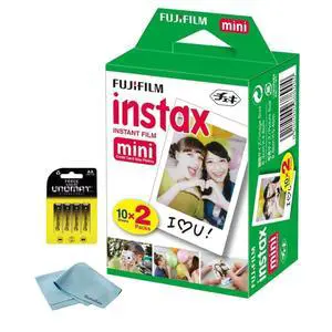 Instax Mini Instant Film, 20 Shots (10 Sheets x 2) Capture Memories Anytime, Anywhere + BluebirdSales Premium Cleaning Cloth & 8 AA Batteries Instax Mini Instant Film, 20 Shots (10 Sheets x 2) Capture Memories Anytime, Anywhere + BluebirdSales Premium Cleaning Cloth & 8 AA Batteries